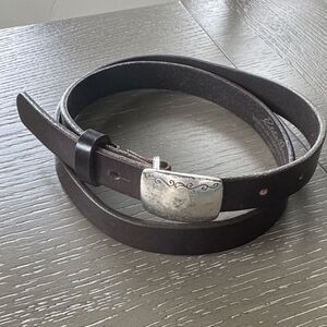 Eddie Bauer VINTAGE Brown Genuine Leather Thin Belt Made in USA Classic Size XL